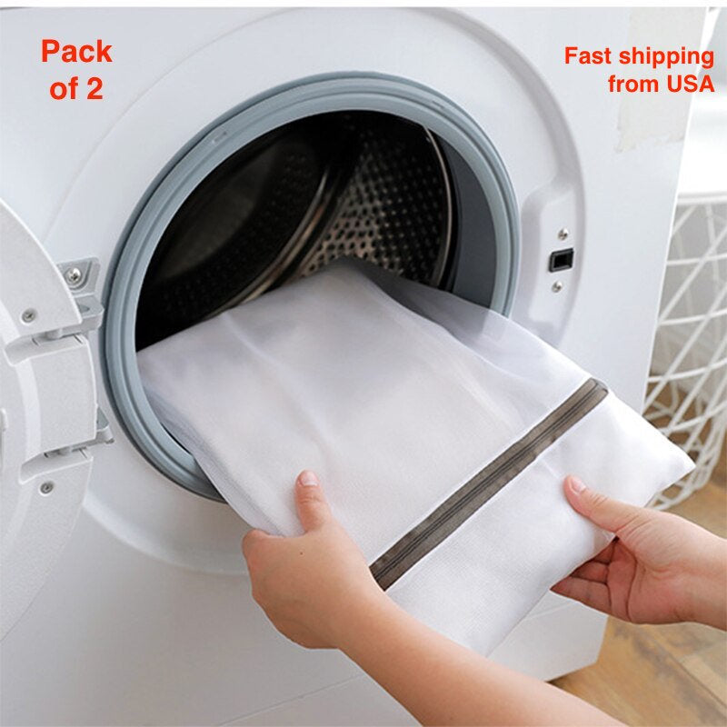 Pack of 2 Premium Mesh Laundry Bag with Autolock Zipper - Delicates Bag for Washing Machine - Clothes Storage Bag